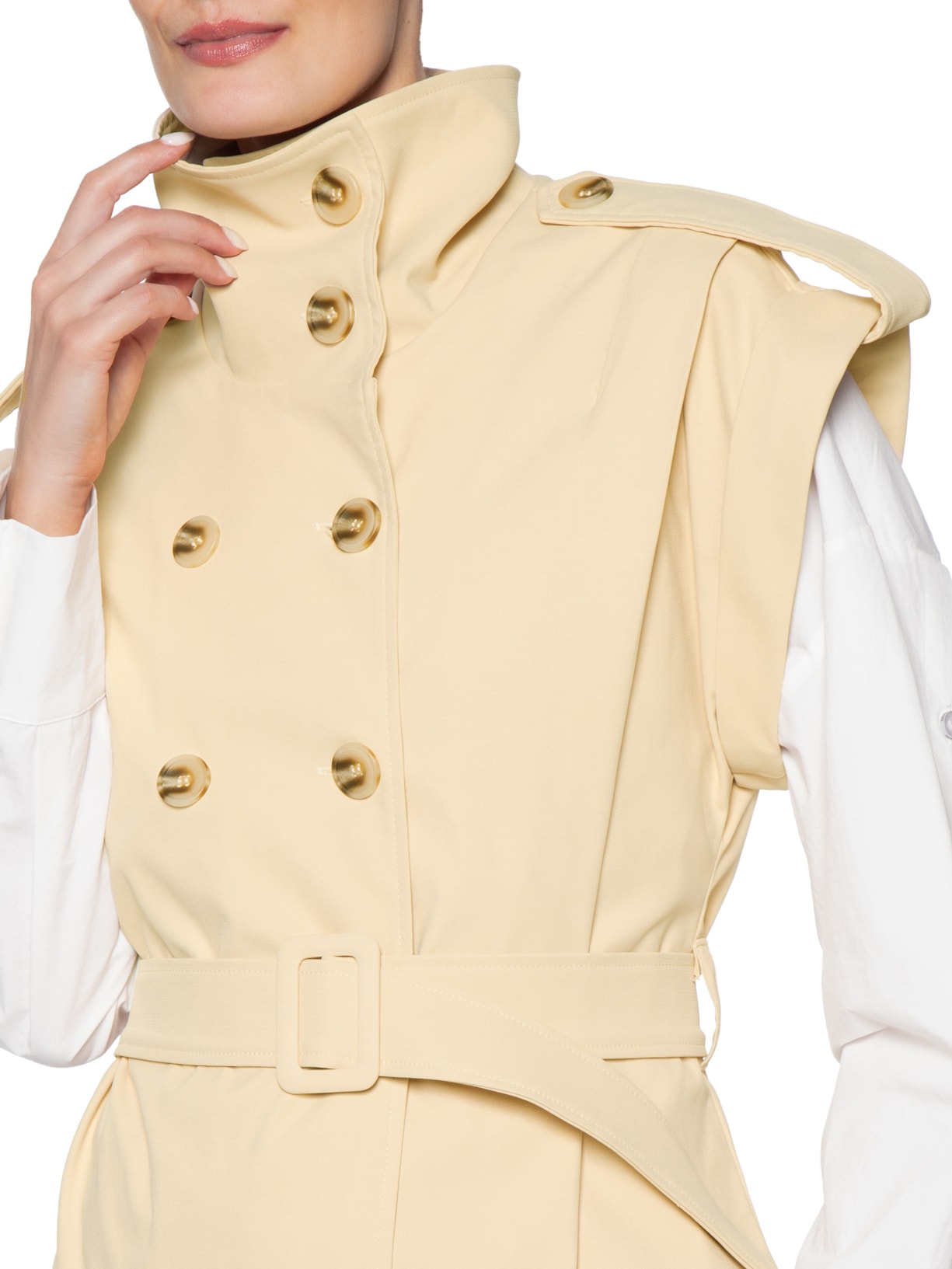 Colete Feminino Com Cinto Bege '2Essential
