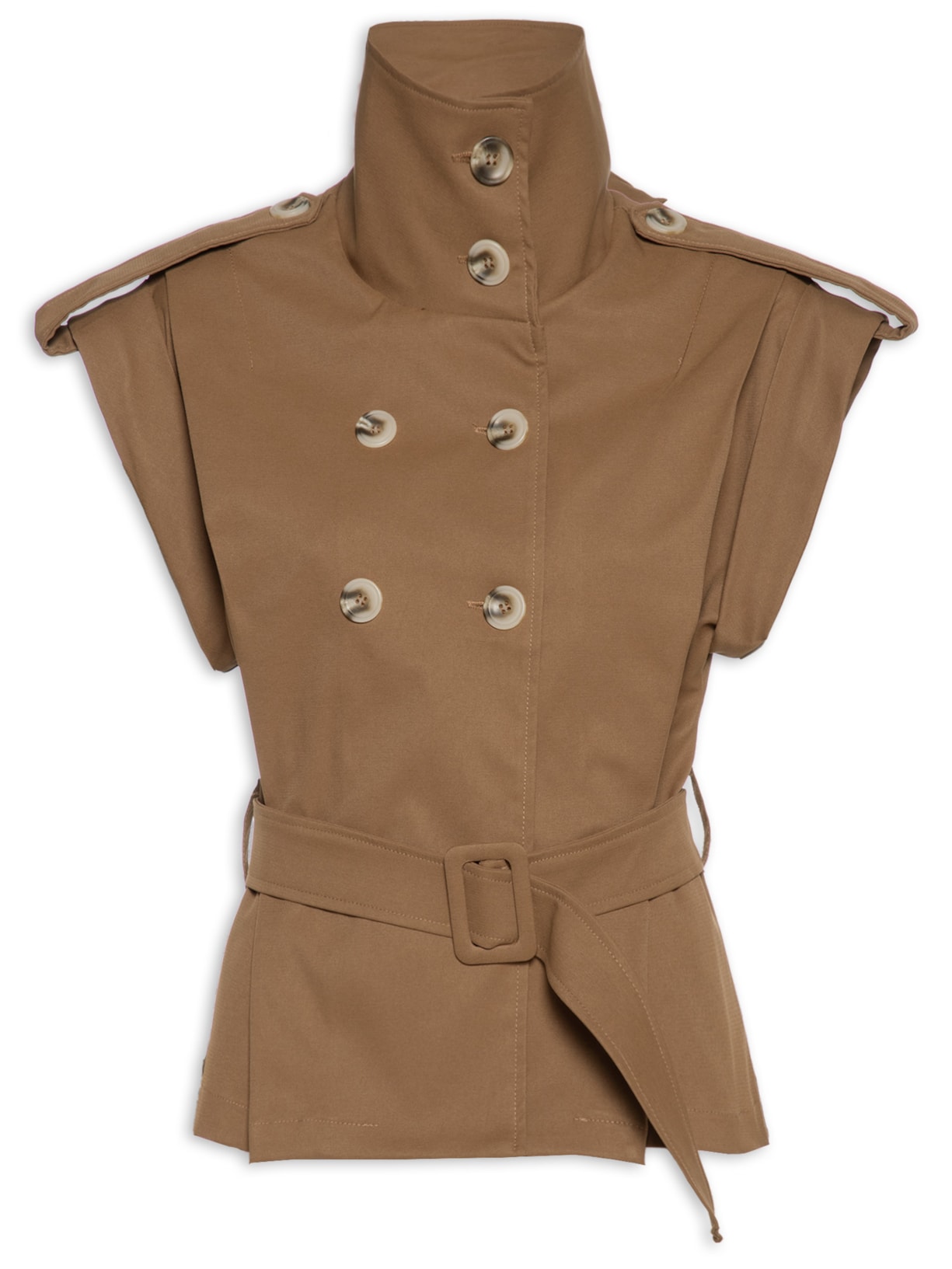 Colete Feminino Com Cinto - Marrom
