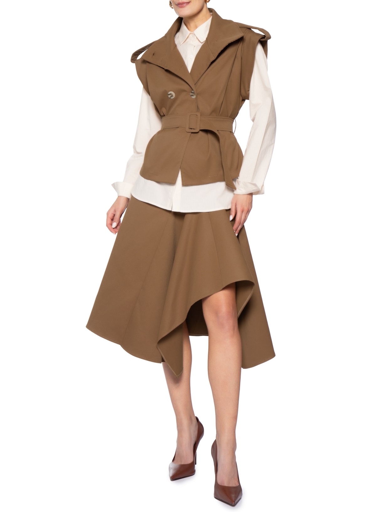 Colete Feminino Com Cinto Marrom '2Essential