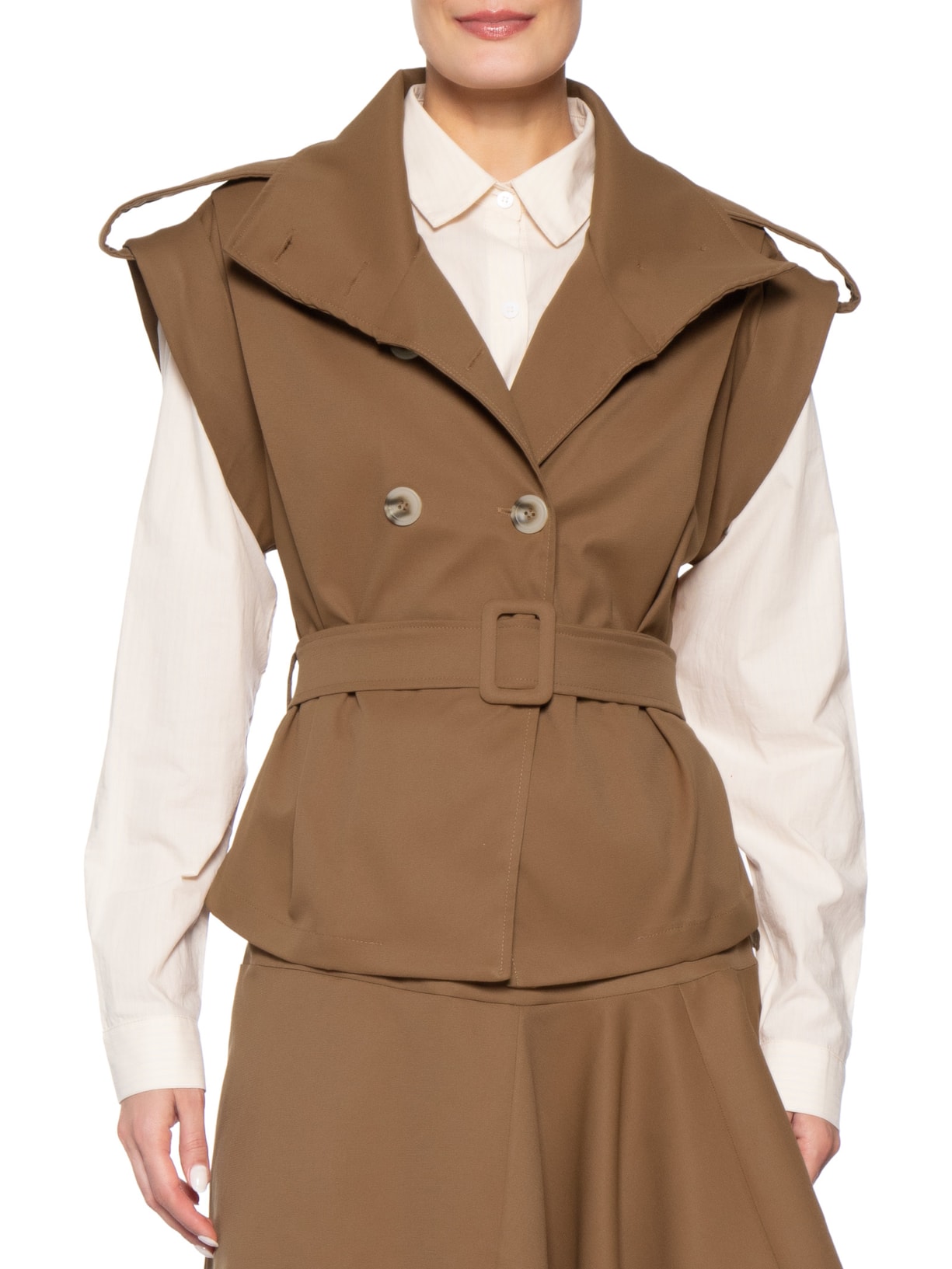 Colete Feminino Com Cinto Marrom '2Essential