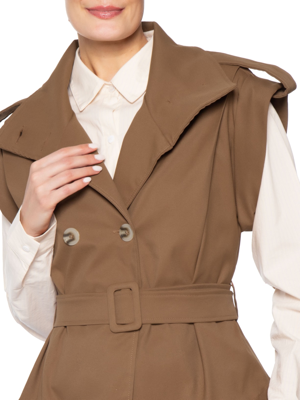 Colete Feminino Com Cinto Marrom '2Essential