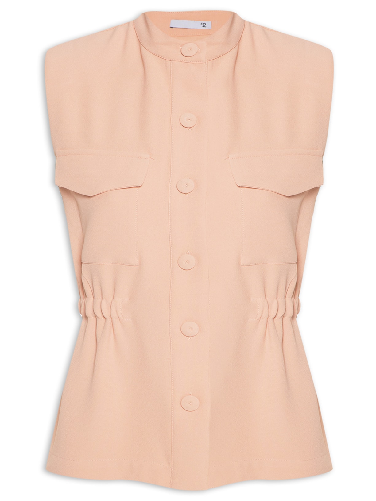 Colete Feminino Com Dois Bolsos Em Crepe Rosa '2Essential