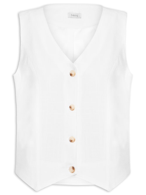 Colete Feminino Com Linho Forrado - Branco