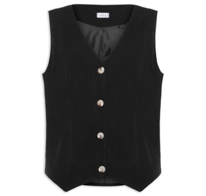 Colete Feminino Com Linho Forrado - Preto