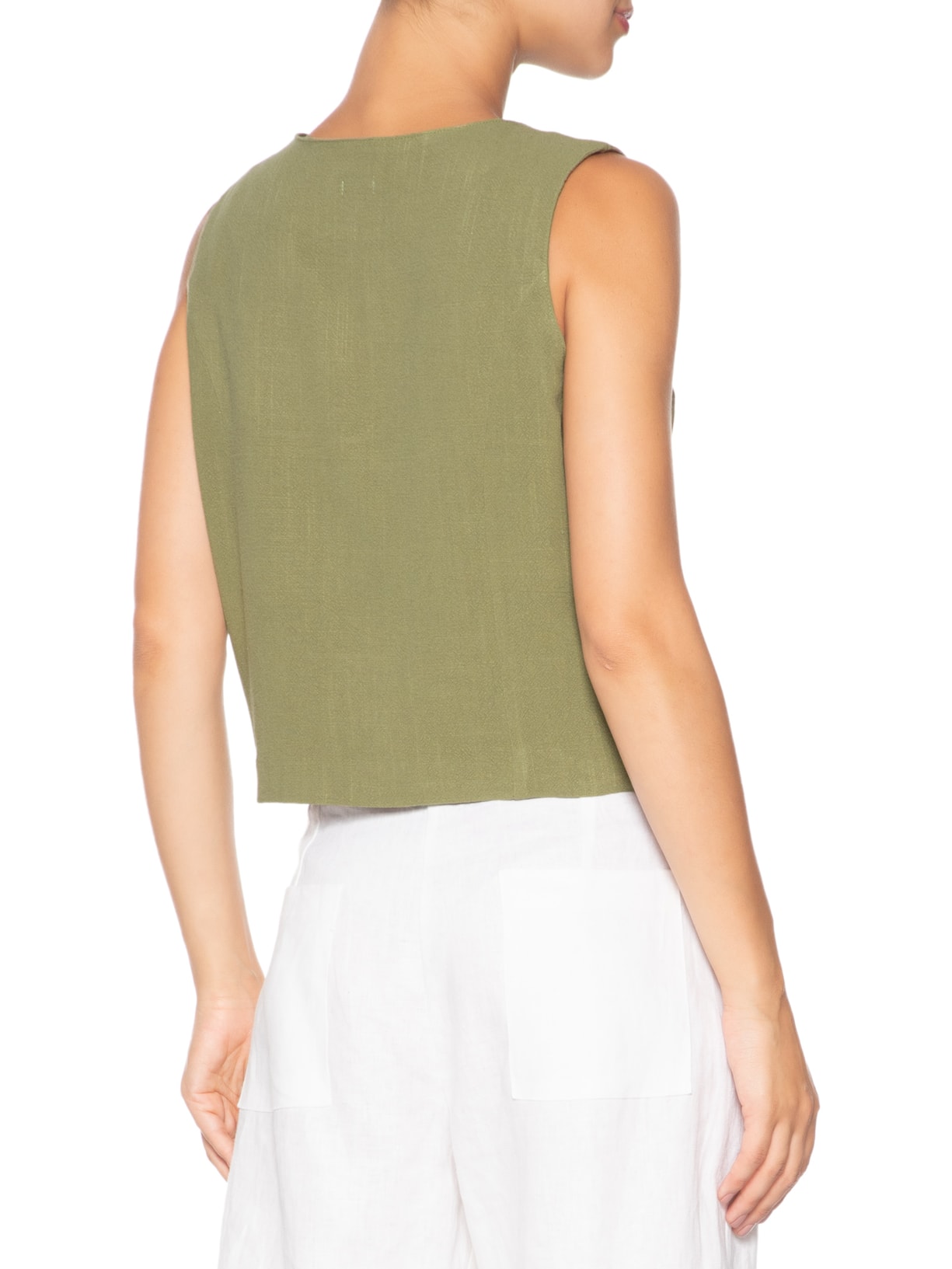 Colete Feminino Com Linho Forrado Verde Basiq