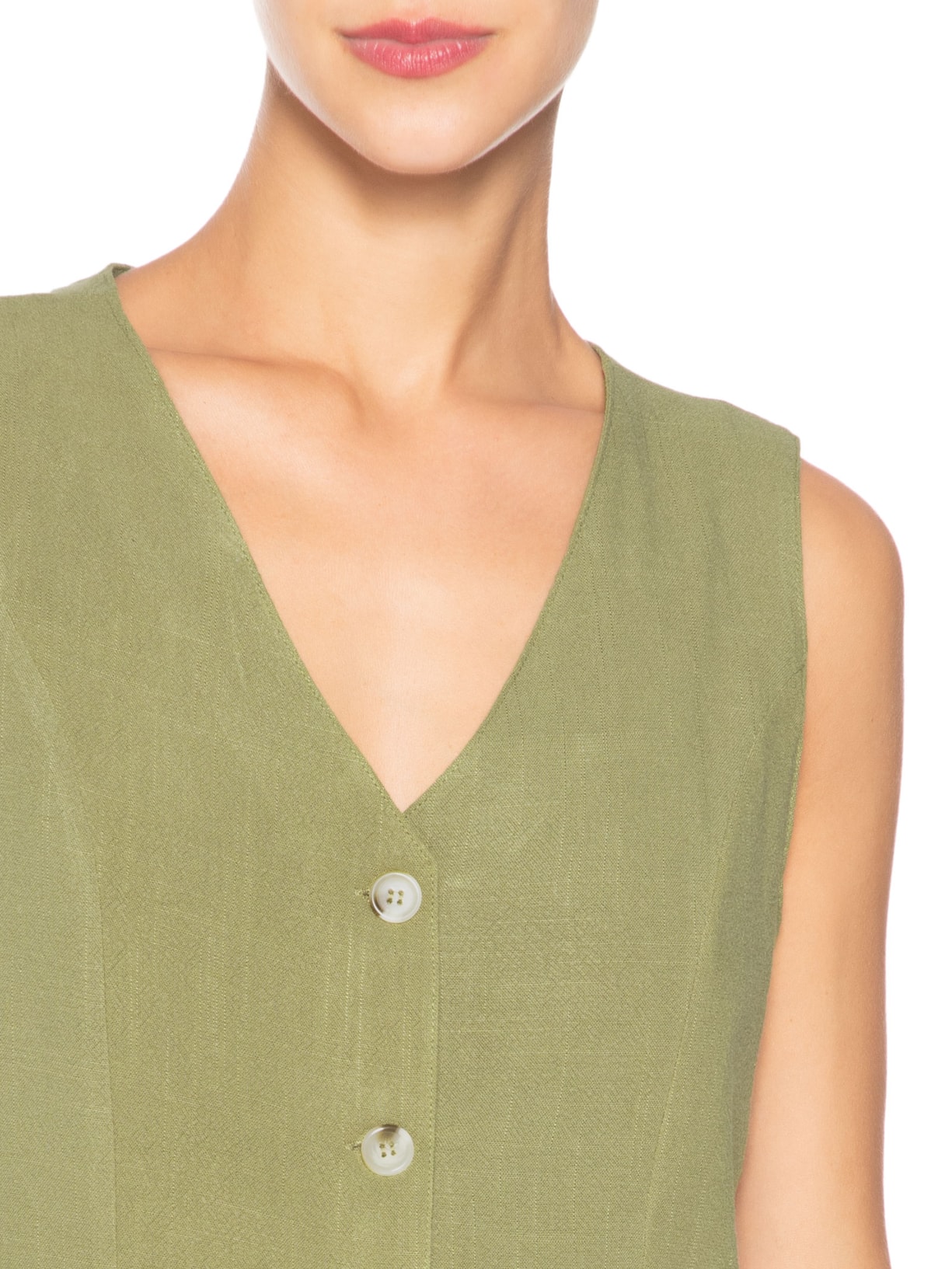 Colete Feminino Com Linho Forrado Verde Basiq