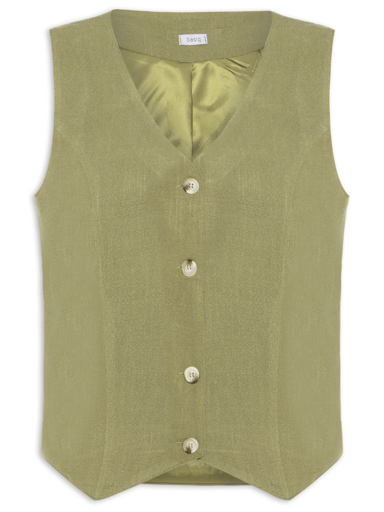 Colete Feminino Com Linho Forrado Verde Basiq