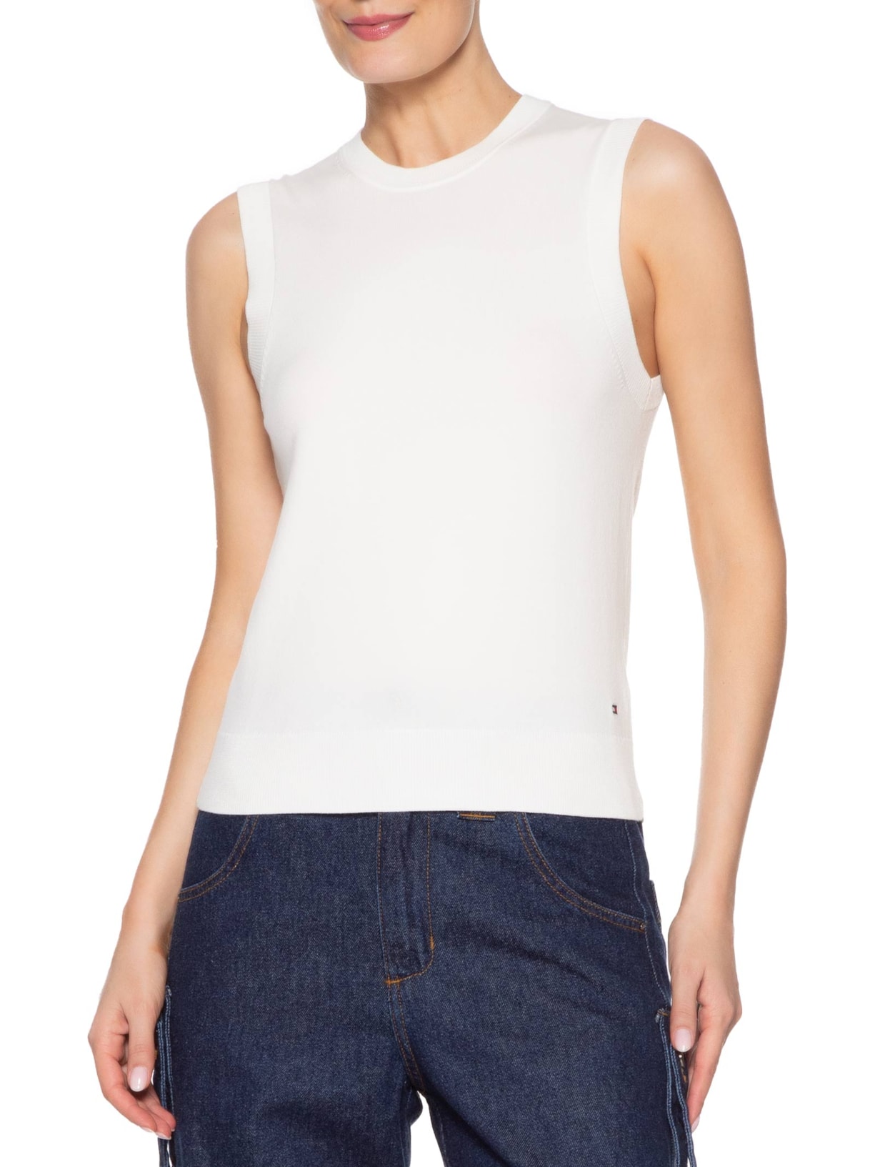 Colete Feminino Cotton Jersey Stitch Branco Tommy Hilfiger