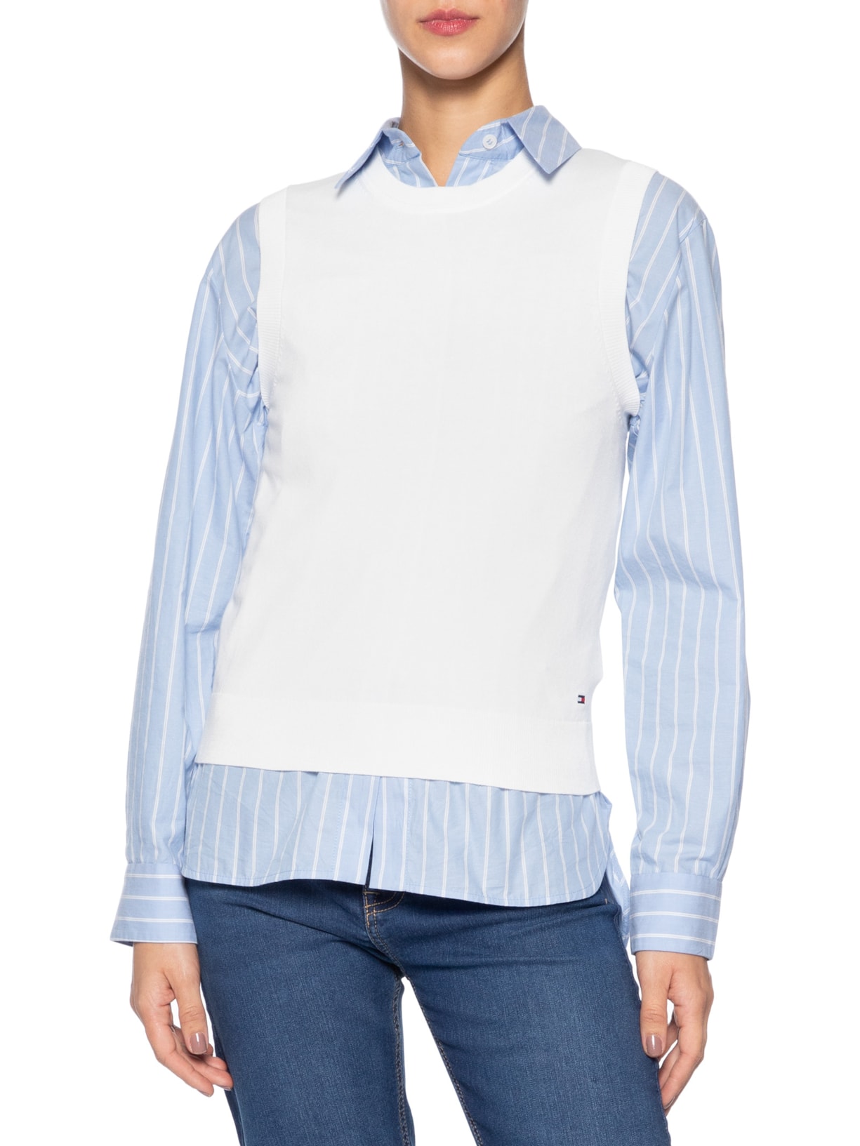 Colete Feminino Cotton Jersey Stitch Branco Tommy Hilfiger