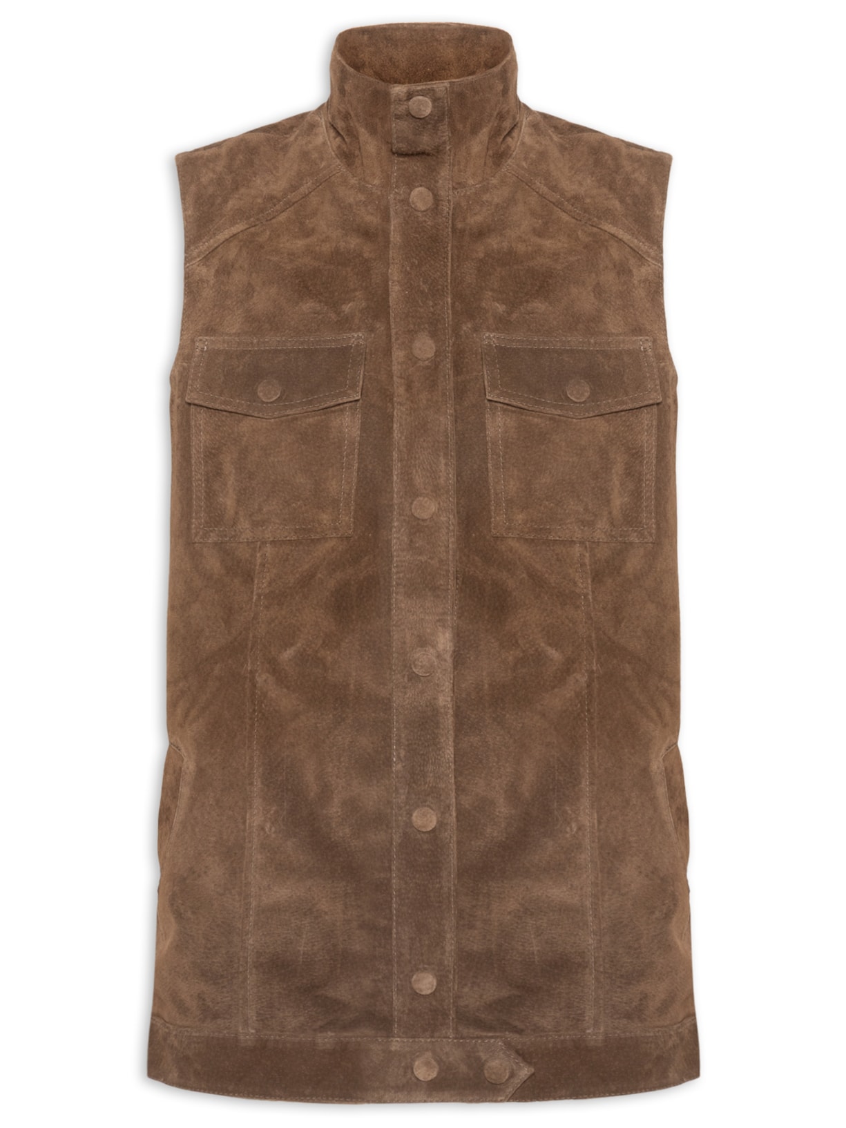 Colete Feminino Couro Infinity Oversized Marrom Studio Kalline