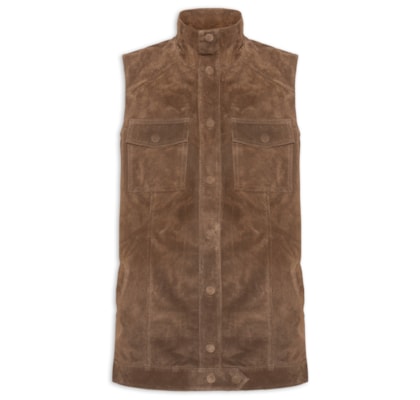 Colete Feminino Couro Infinity Oversized - Marrom