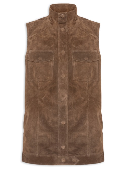 Colete Feminino Couro Infinity Oversized - Marrom