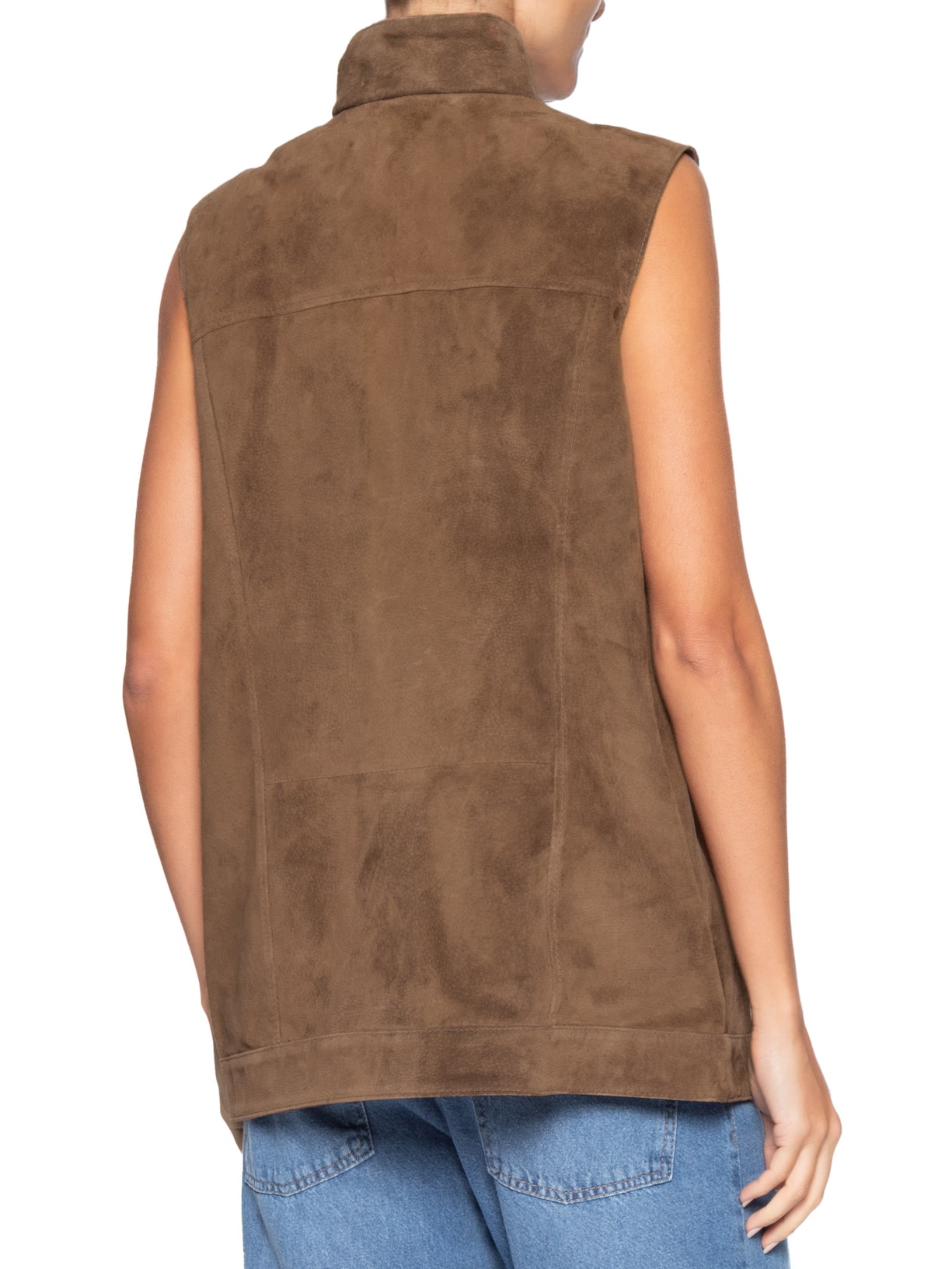 Colete Feminino Couro Infinity Oversized Marrom Studio Kalline