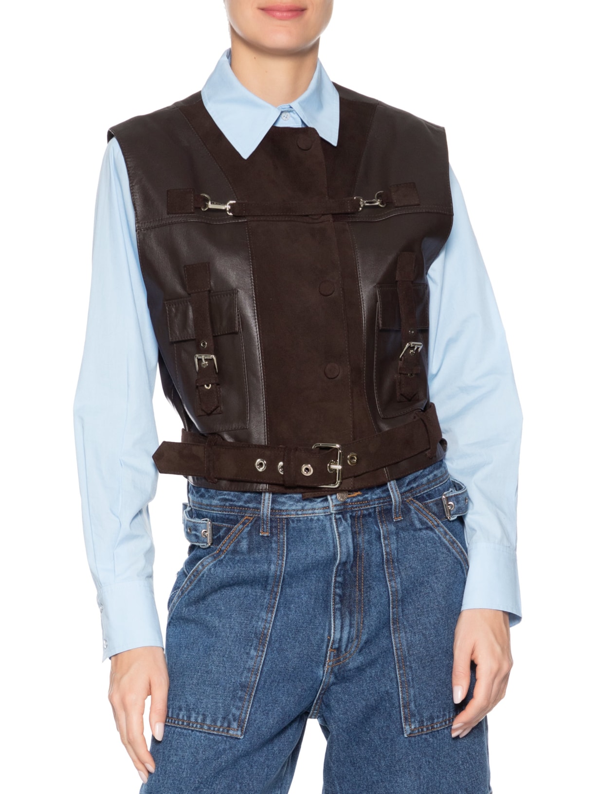 Colete Feminino Couro Venice Marrom Nk