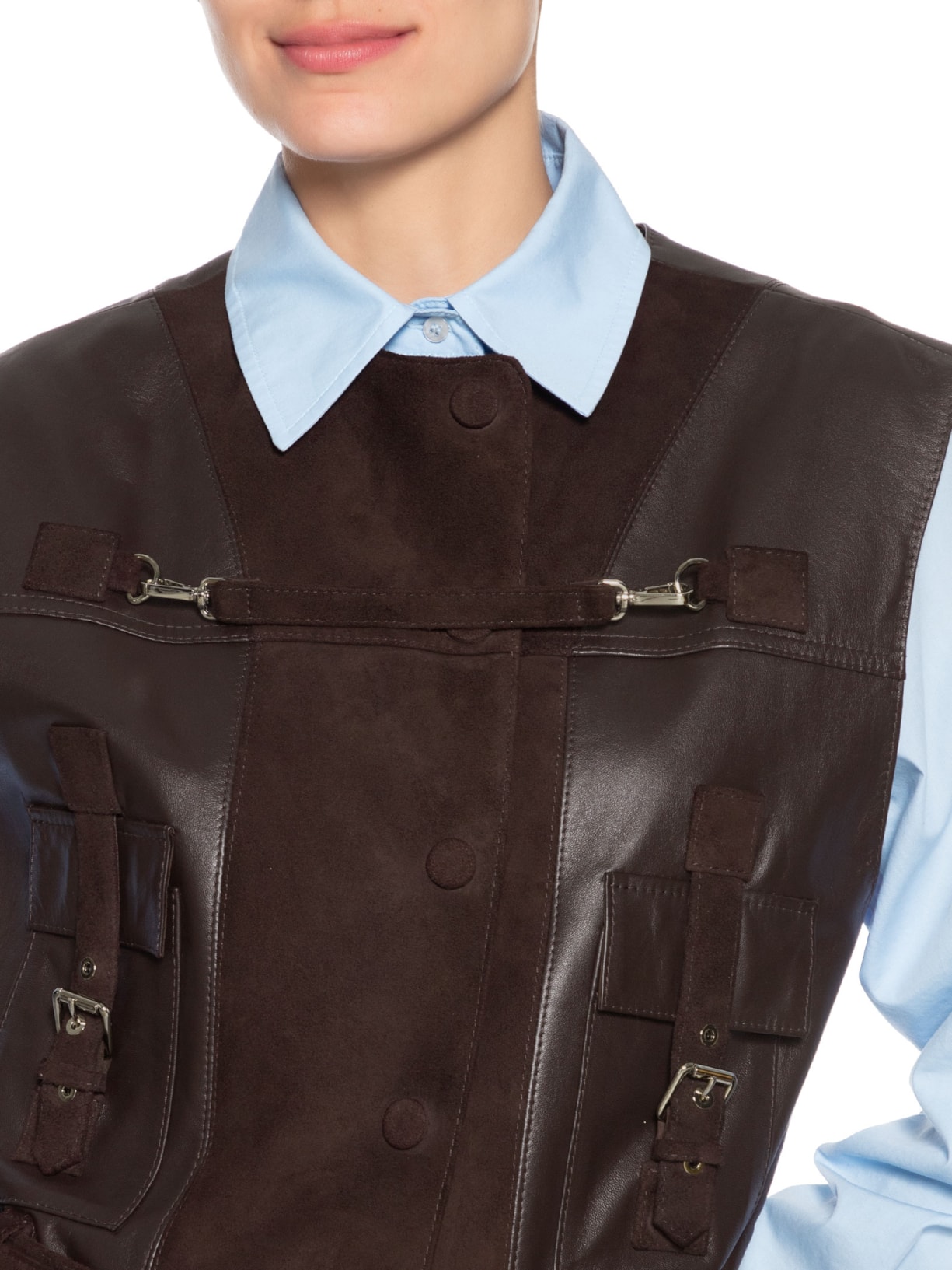 Colete Feminino Couro Venice Marrom Nk