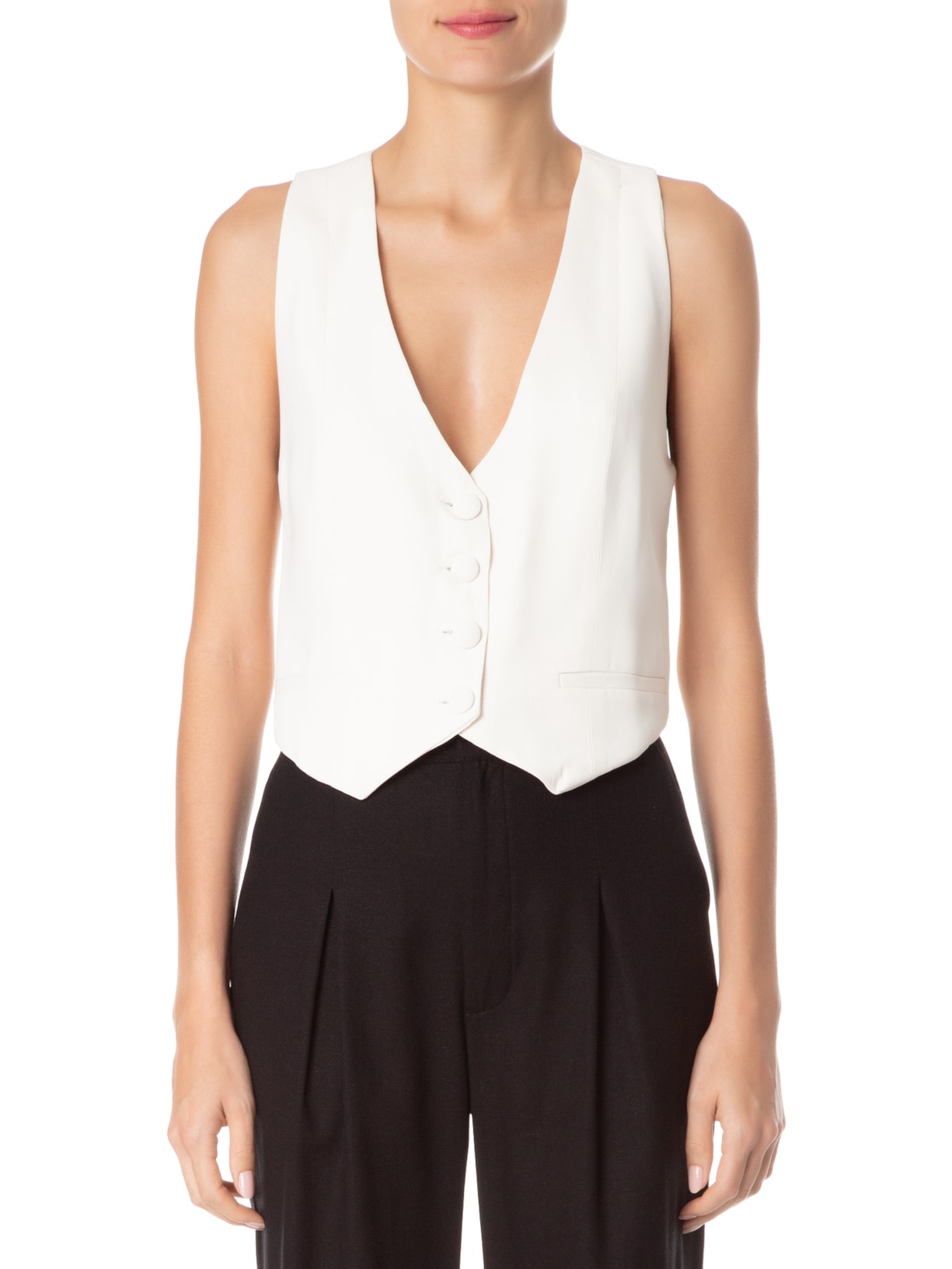 Colete Feminino Crepe Alfaiataria Off White Maria Filó