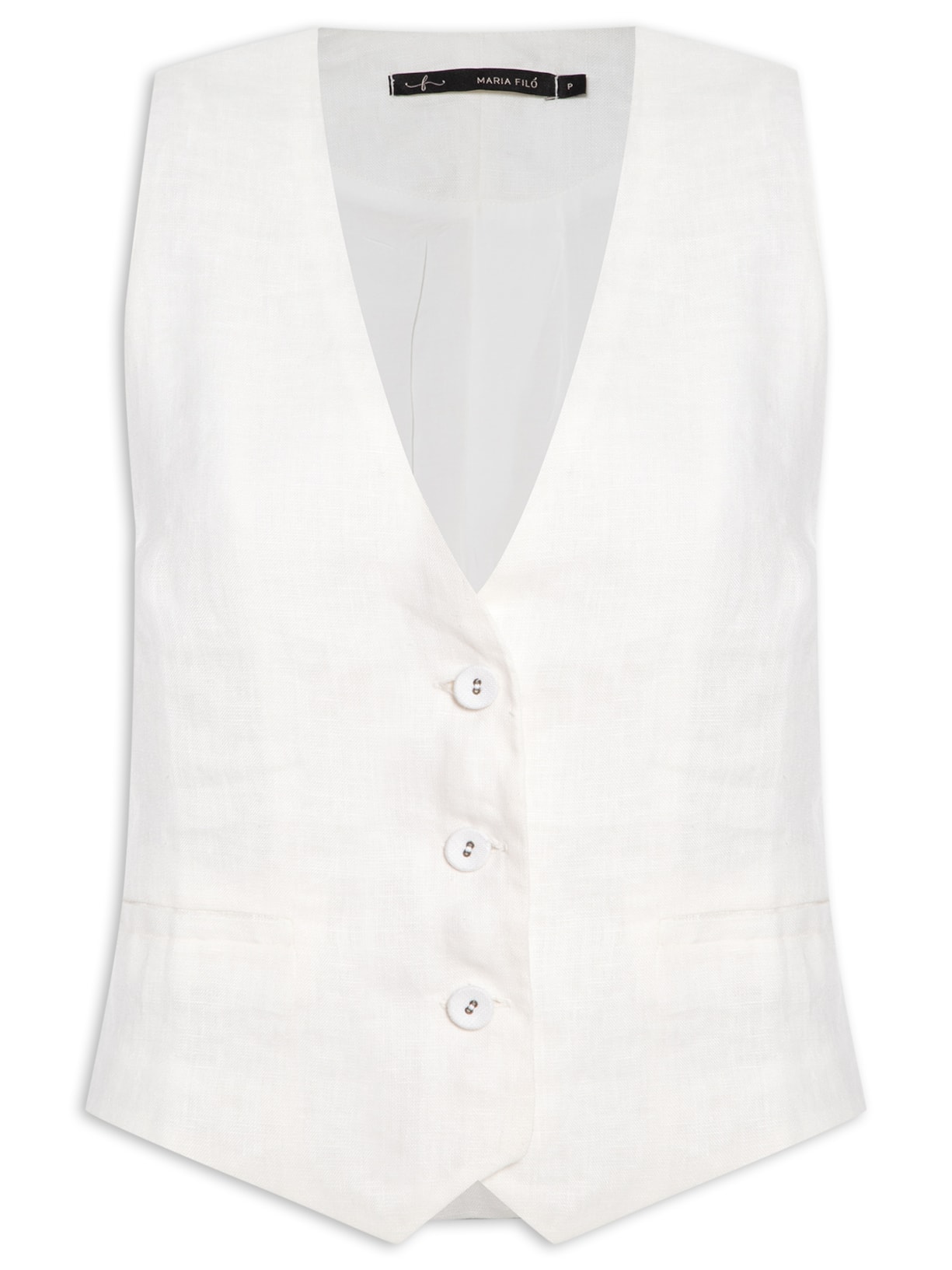Colete Feminino Crepe Alfaiataria Off White Maria Filó