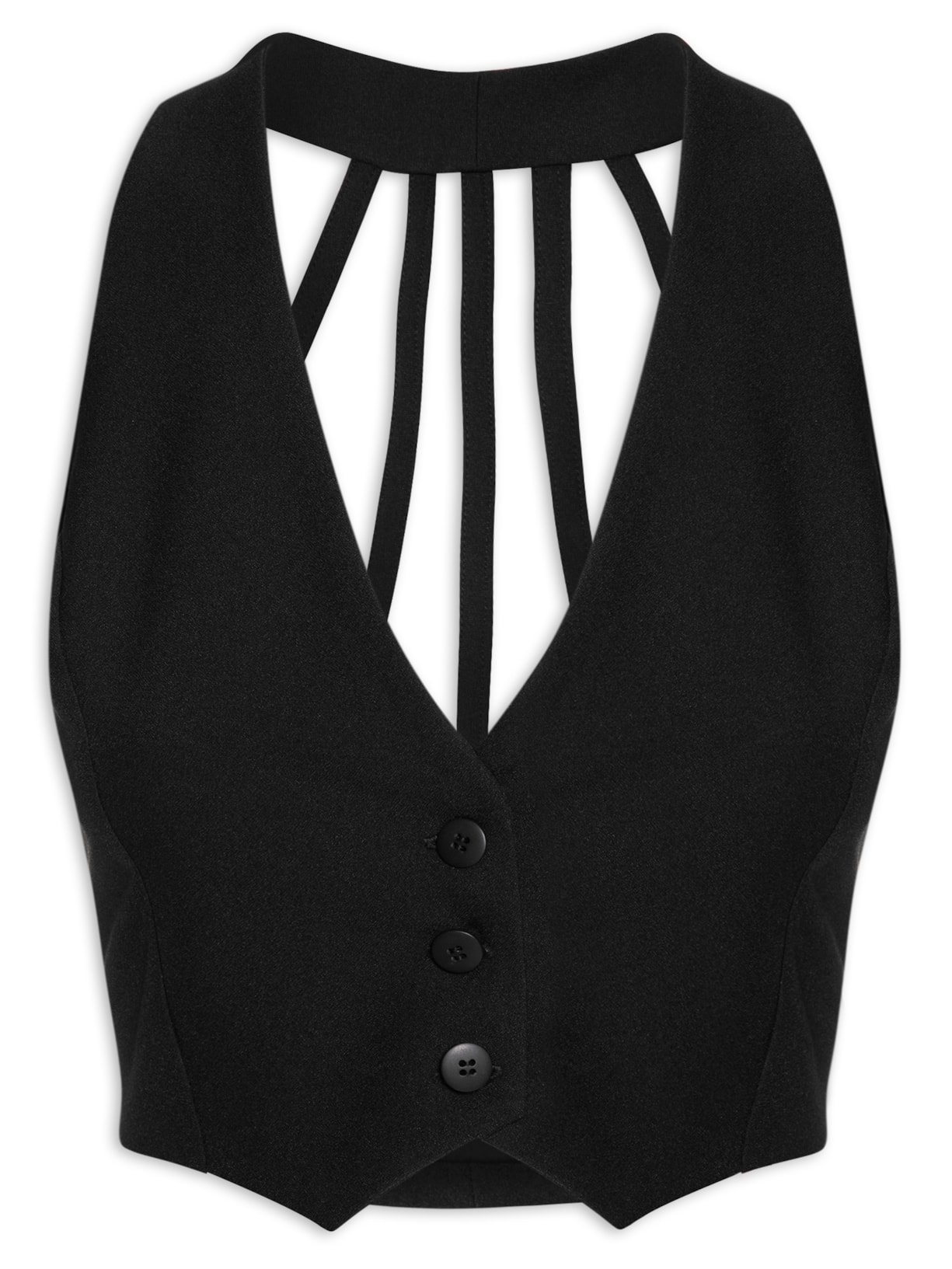 Colete Feminino Crepe Bordado - Preto