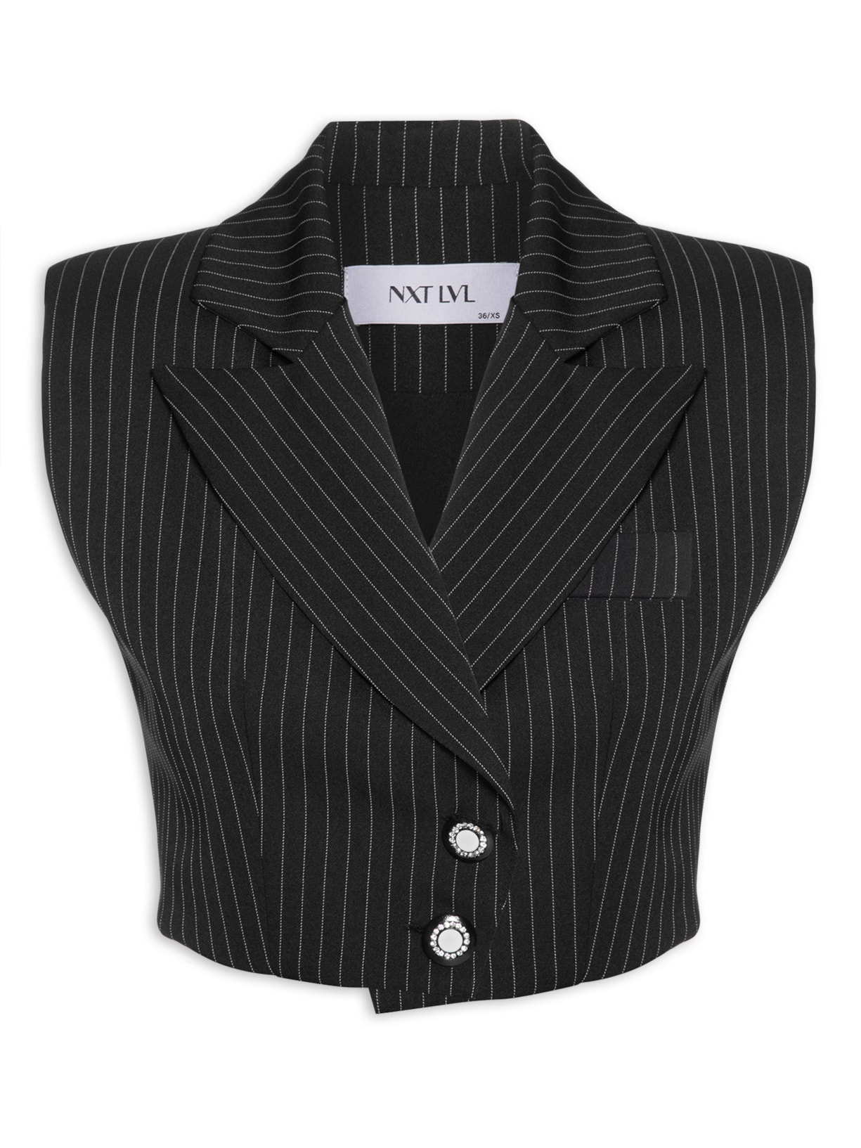 Colete Feminino Cropped Risca De Giz - Preto