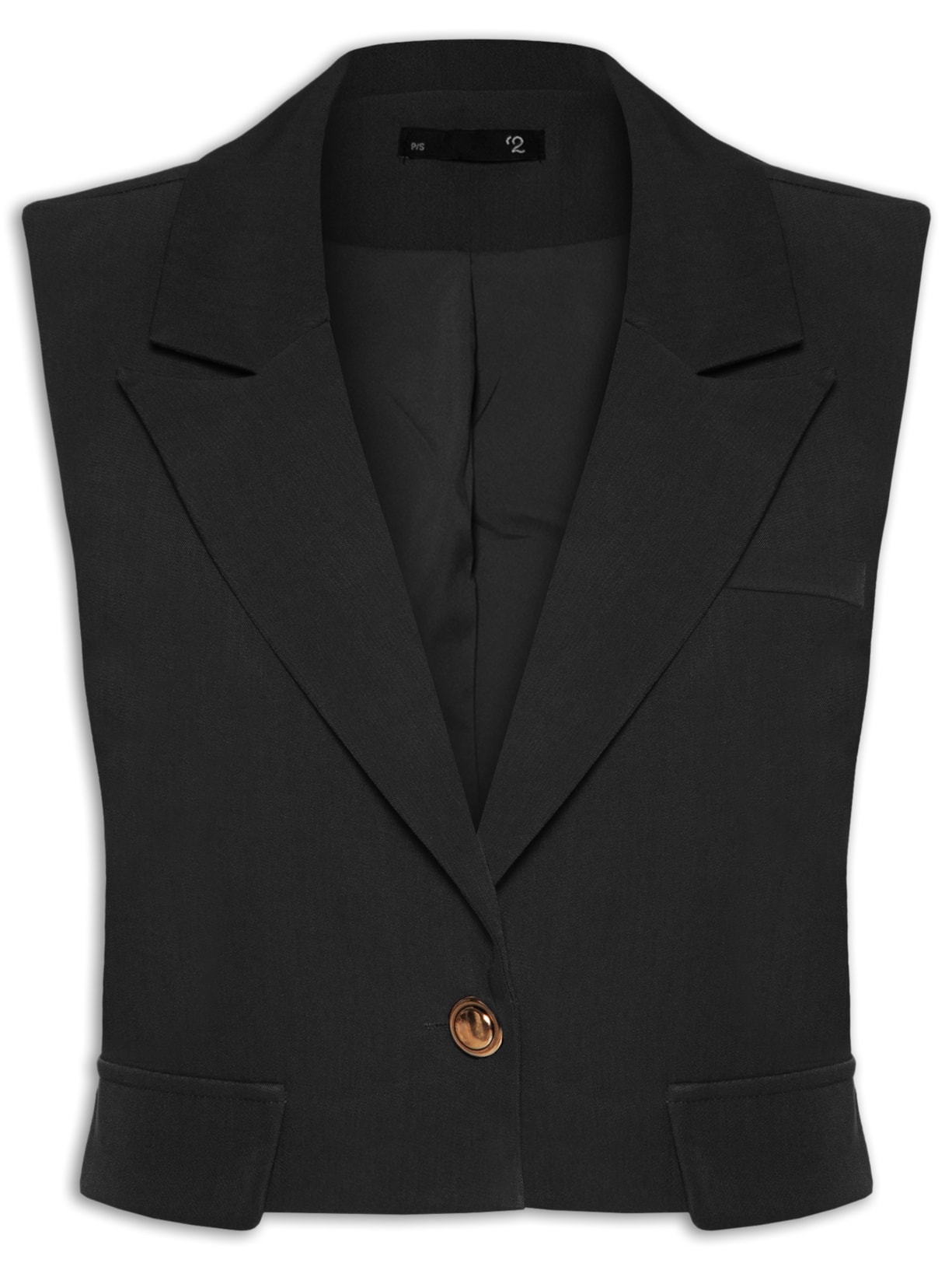 Colete Feminino Curto Em Alfaiataria - Preto