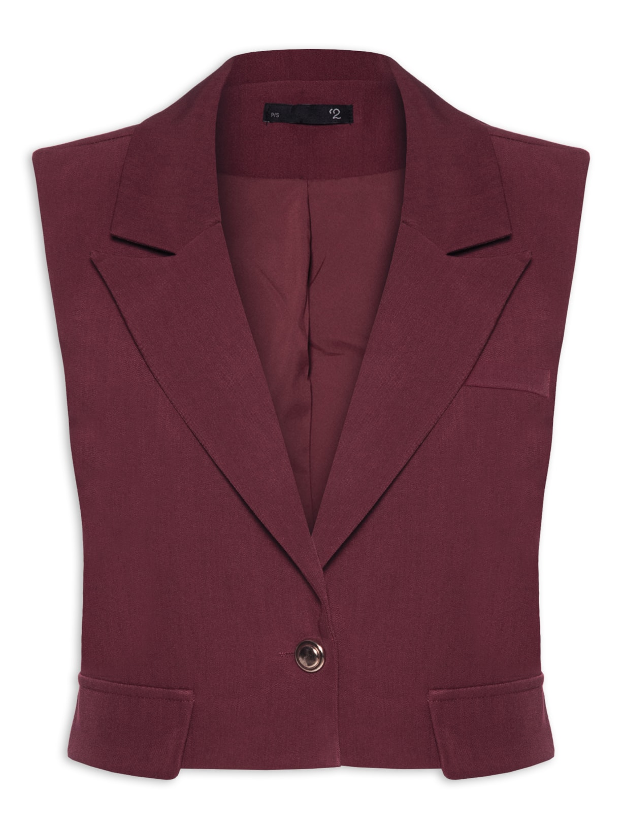 Colete Feminino Curto Em Alfaiataria - Vinho