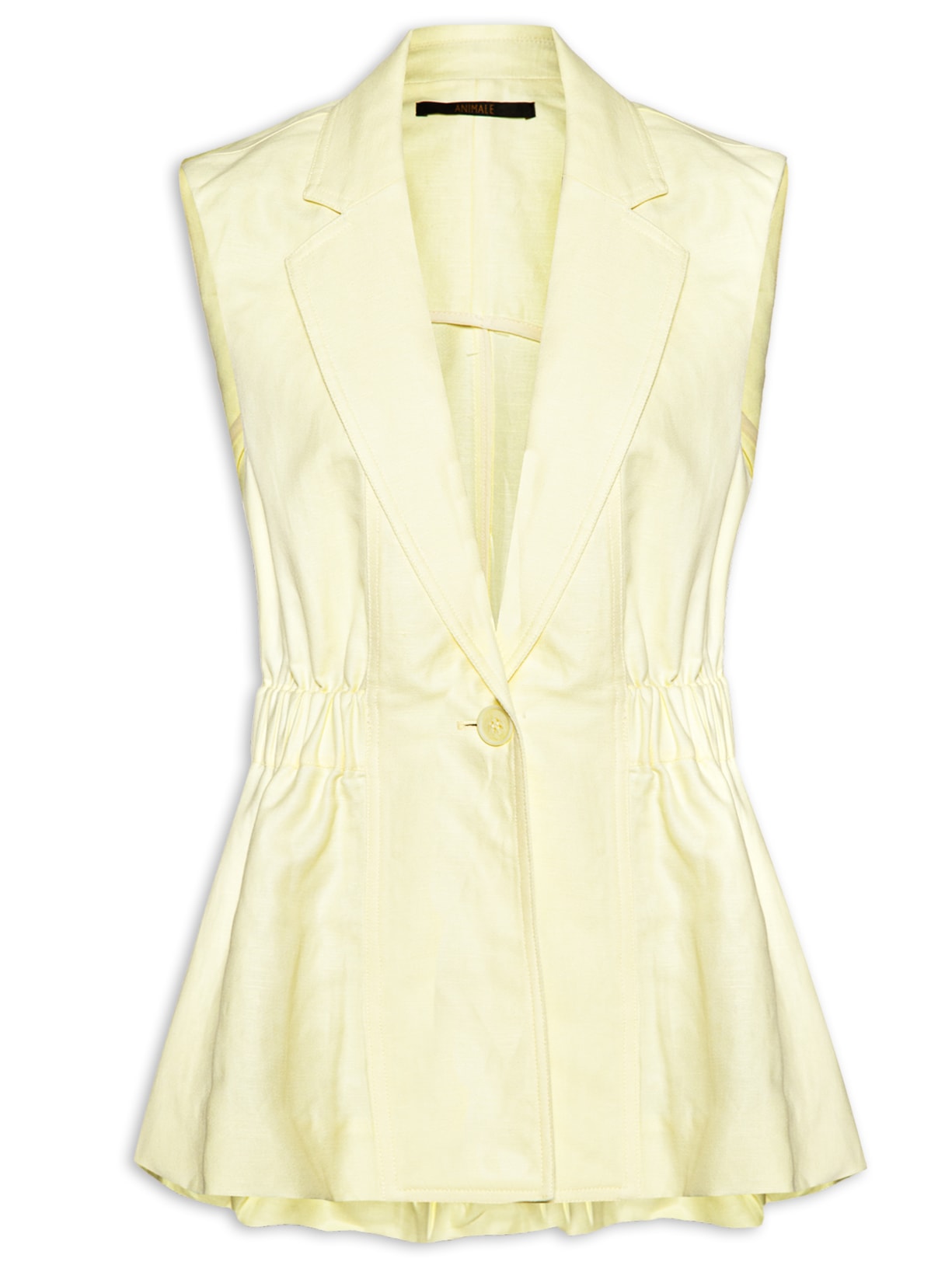 Colete Feminino De Linho Com Elástico - Amarelo