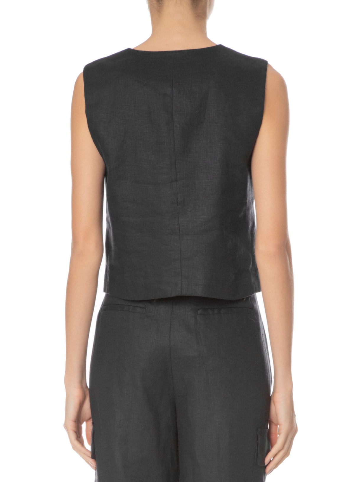 Colete Feminino De Linho Preto Animale