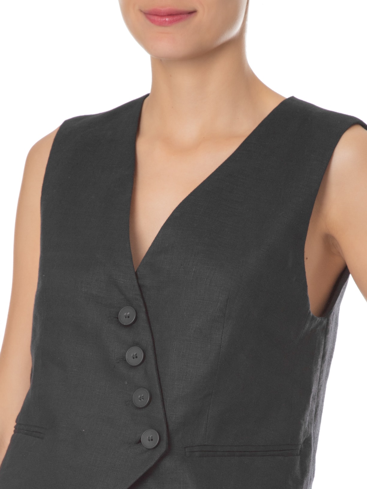 Colete Feminino De Linho Preto Animale