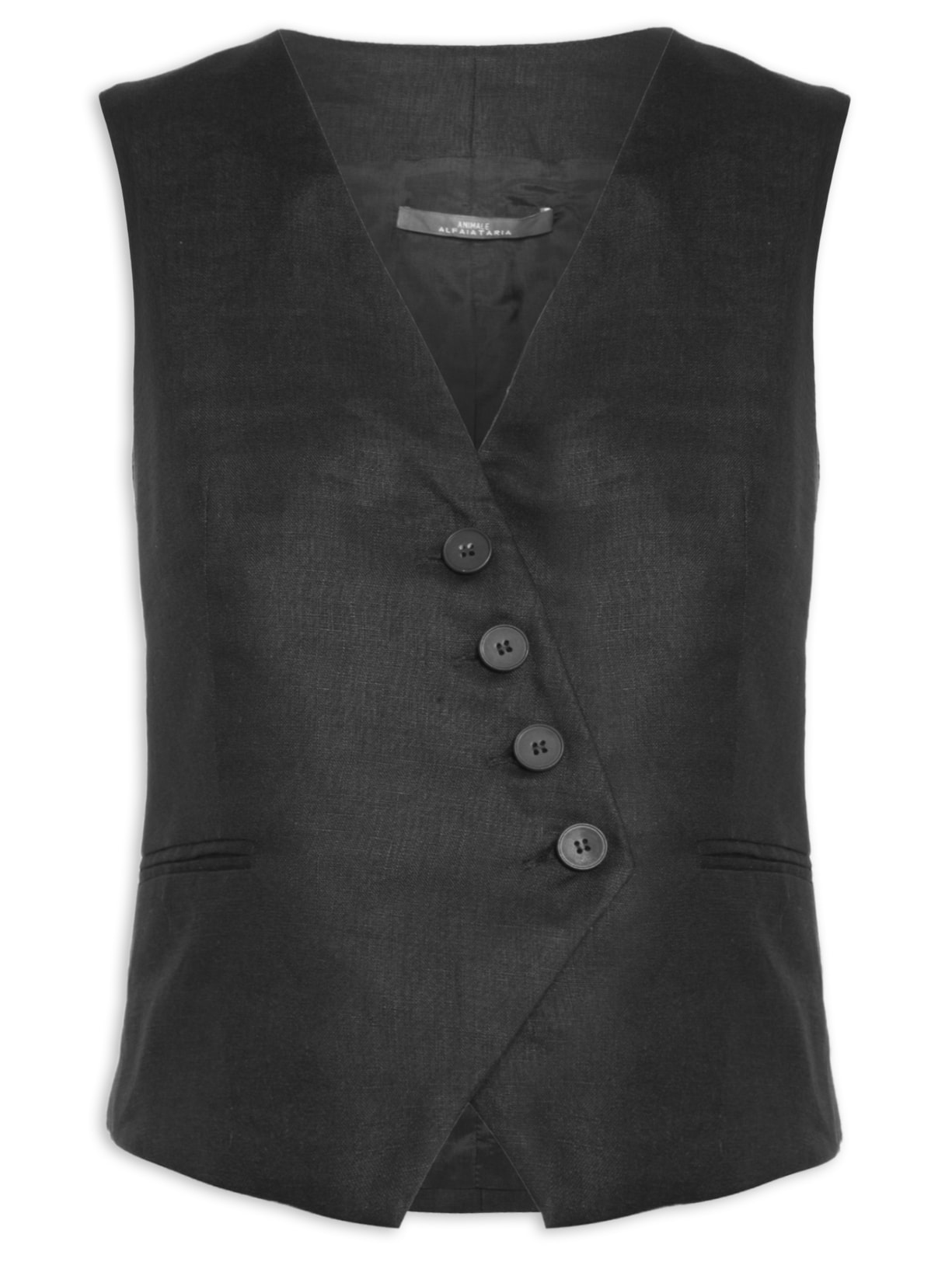 Colete Feminino De Linho Preto Animale