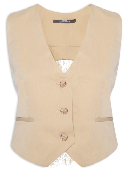 Colete Feminino De Renda Costas - Bege