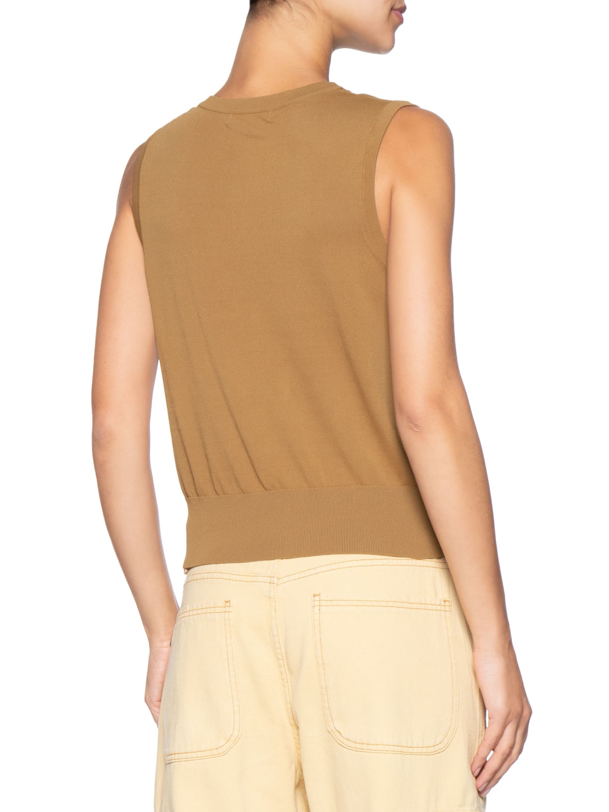 Colete Feminino de Tricot Com Botão de Metal – Marrom Animale Jeans