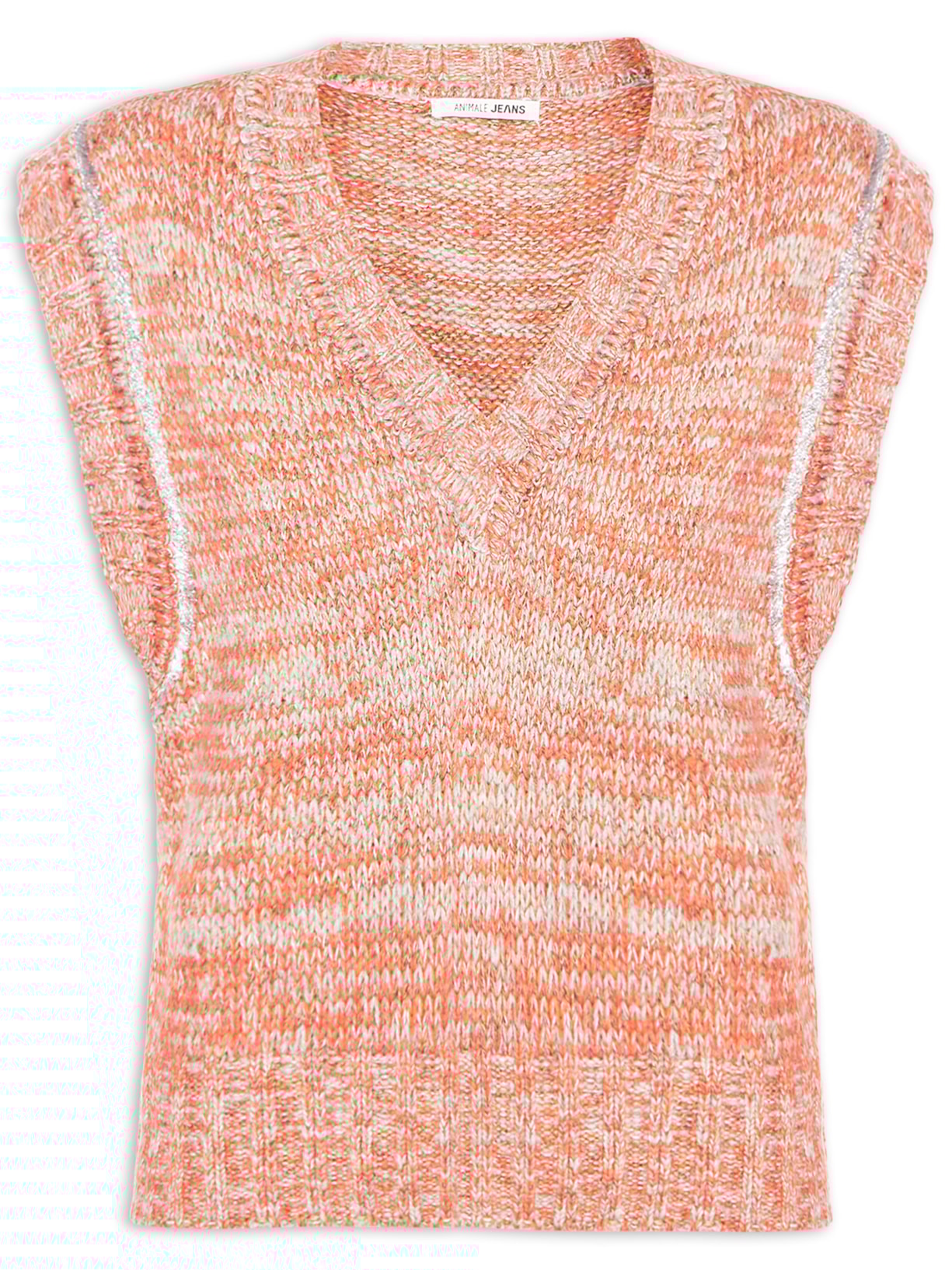 Colete Feminino De Tricot Frisos Lurex - Laranja