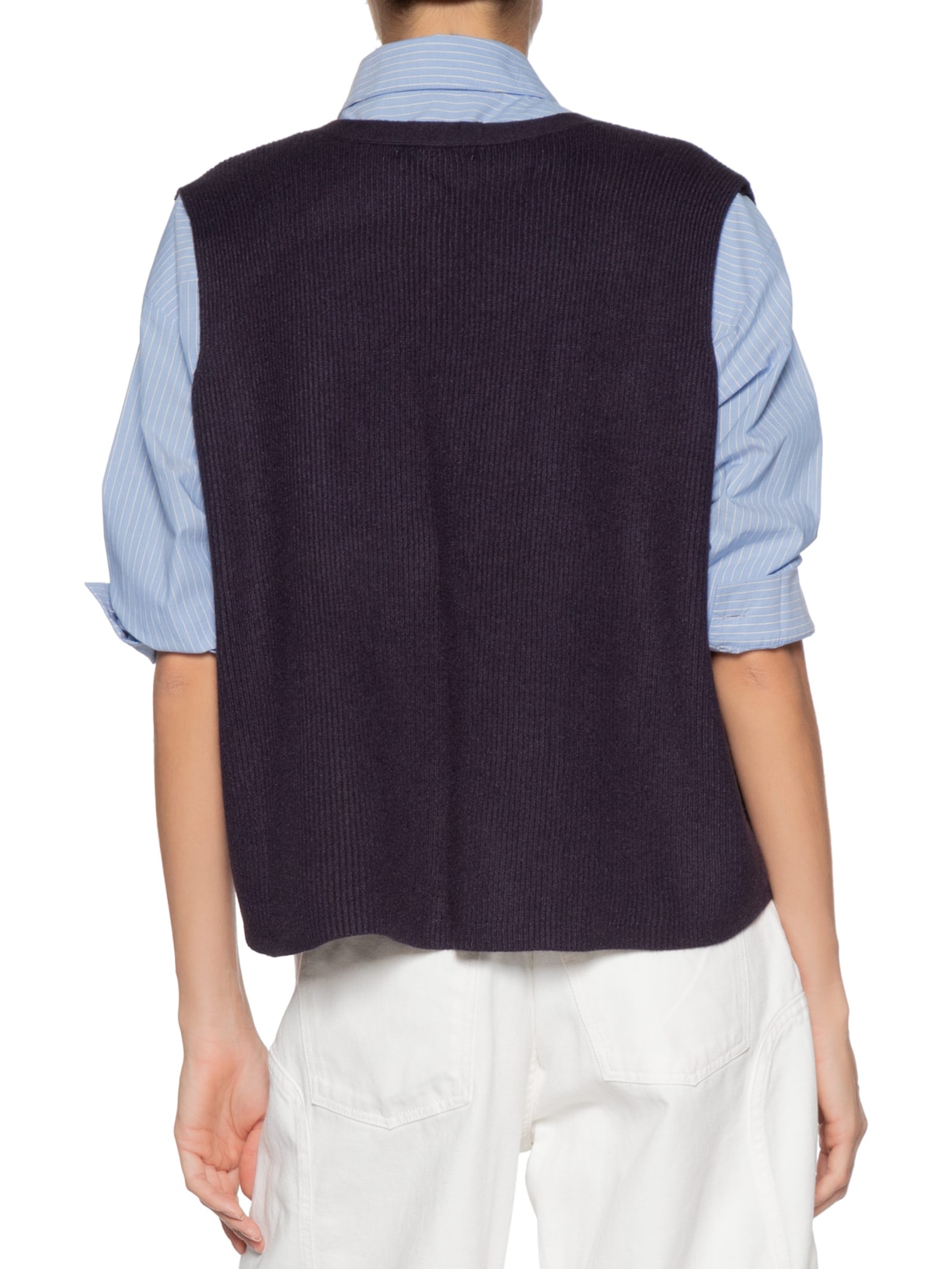 Colete Feminino Decote V Em Tricot Azul '2Essential