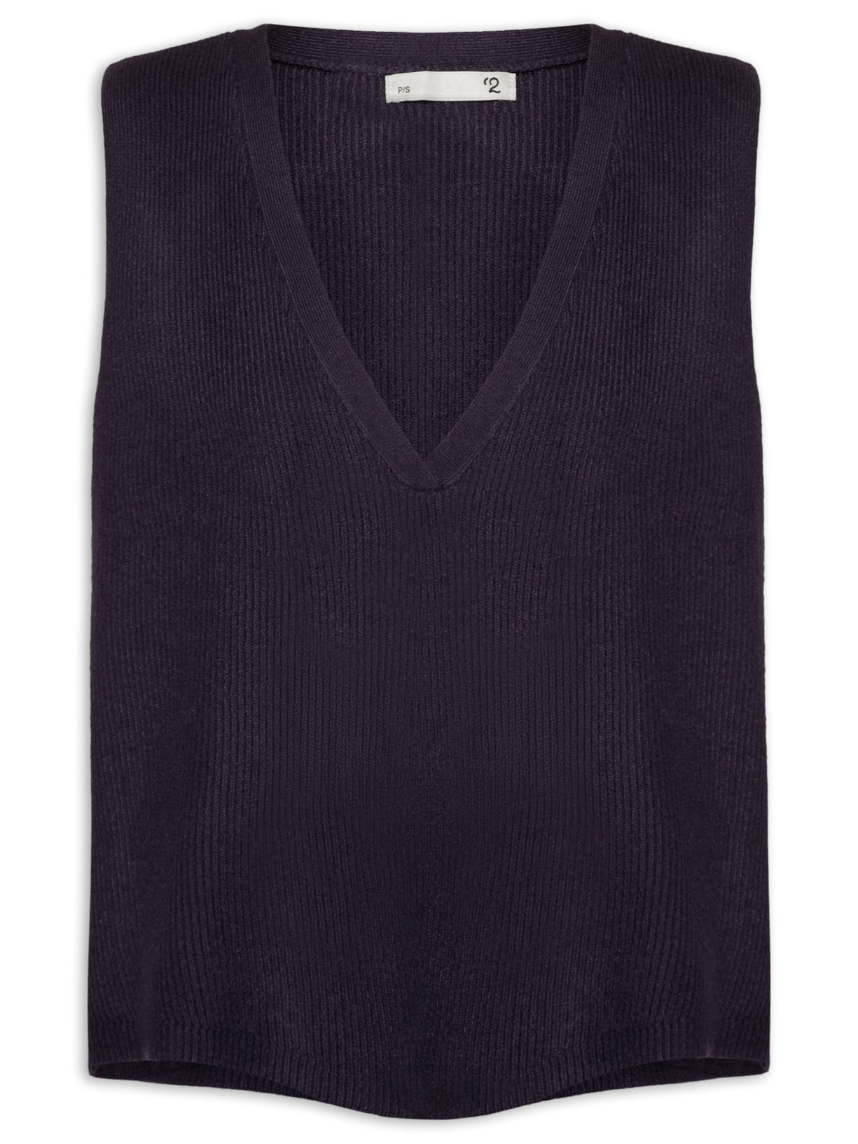 Colete Feminino Decote V Em Tricot Azul '2Essential