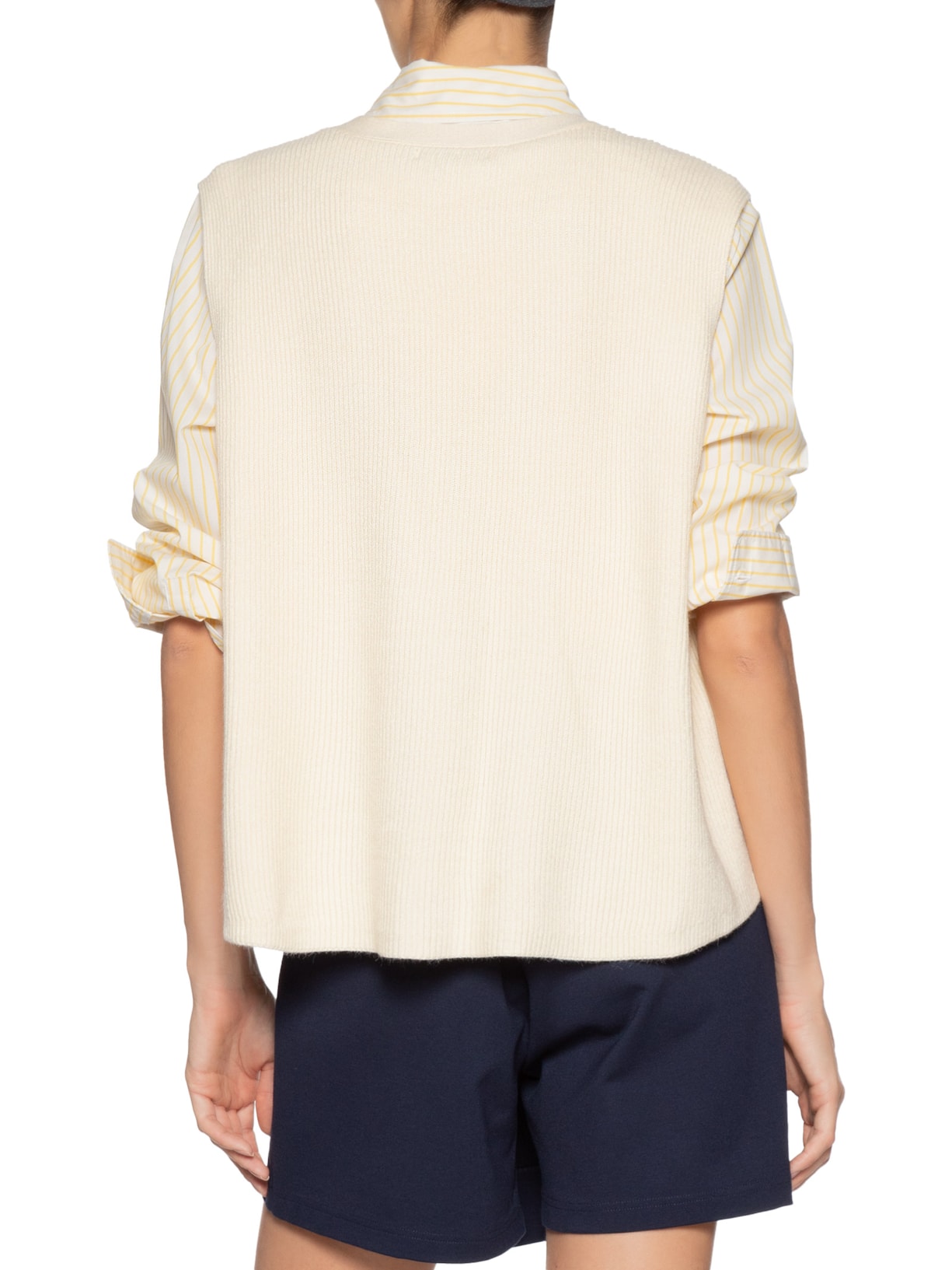 Colete Feminino Decote V Em Tricot Bege '2Essential