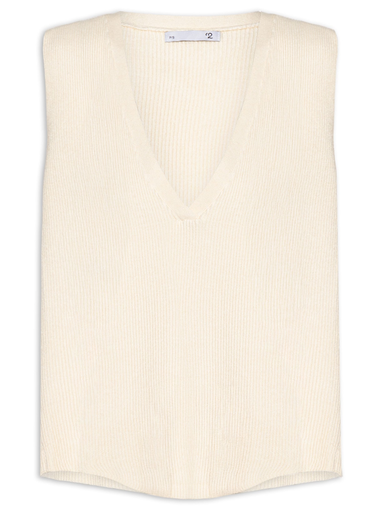 Colete Feminino Decote V Em Tricot - Bege