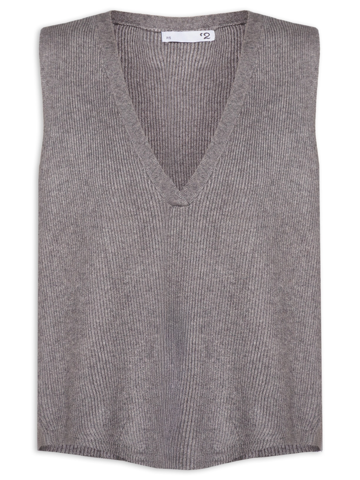 Colete Feminino Decote V Em Tricot - Cinza