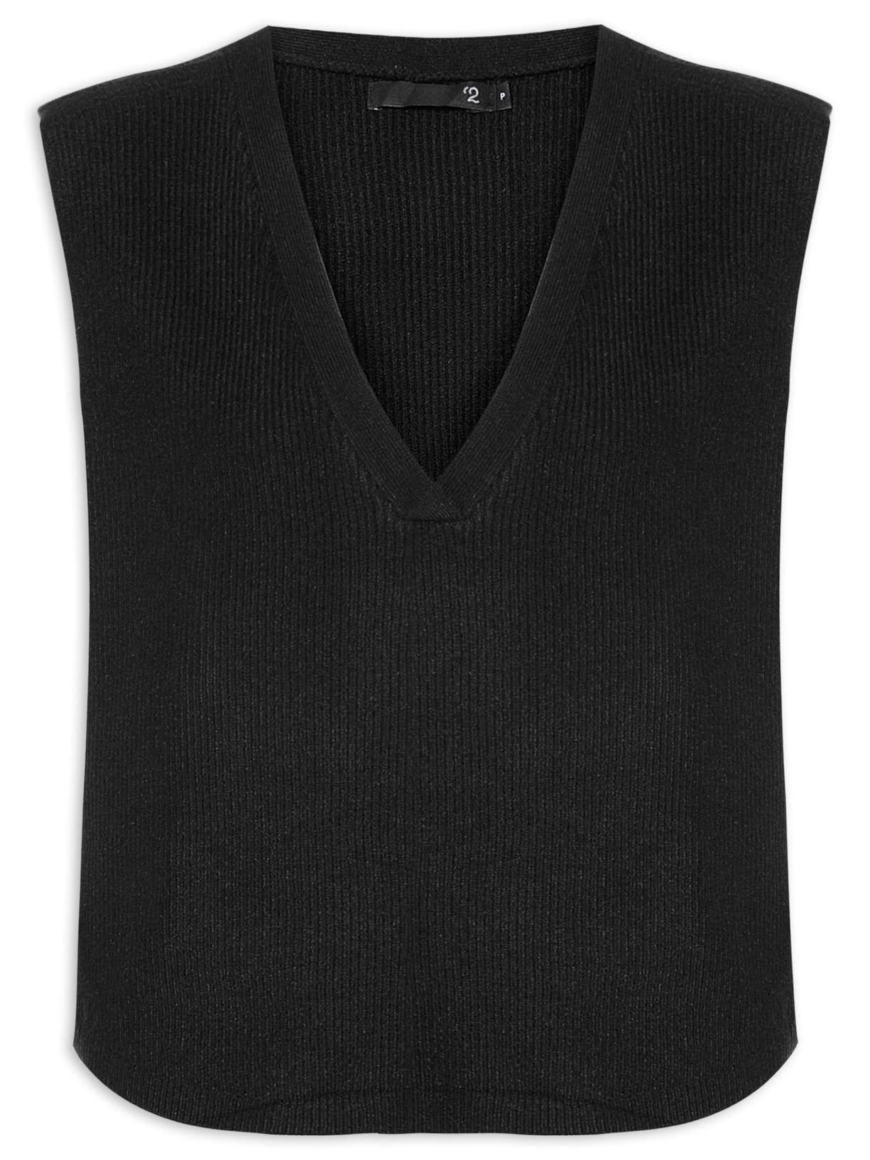 Colete Feminino Decote V Em Tricot - Preto