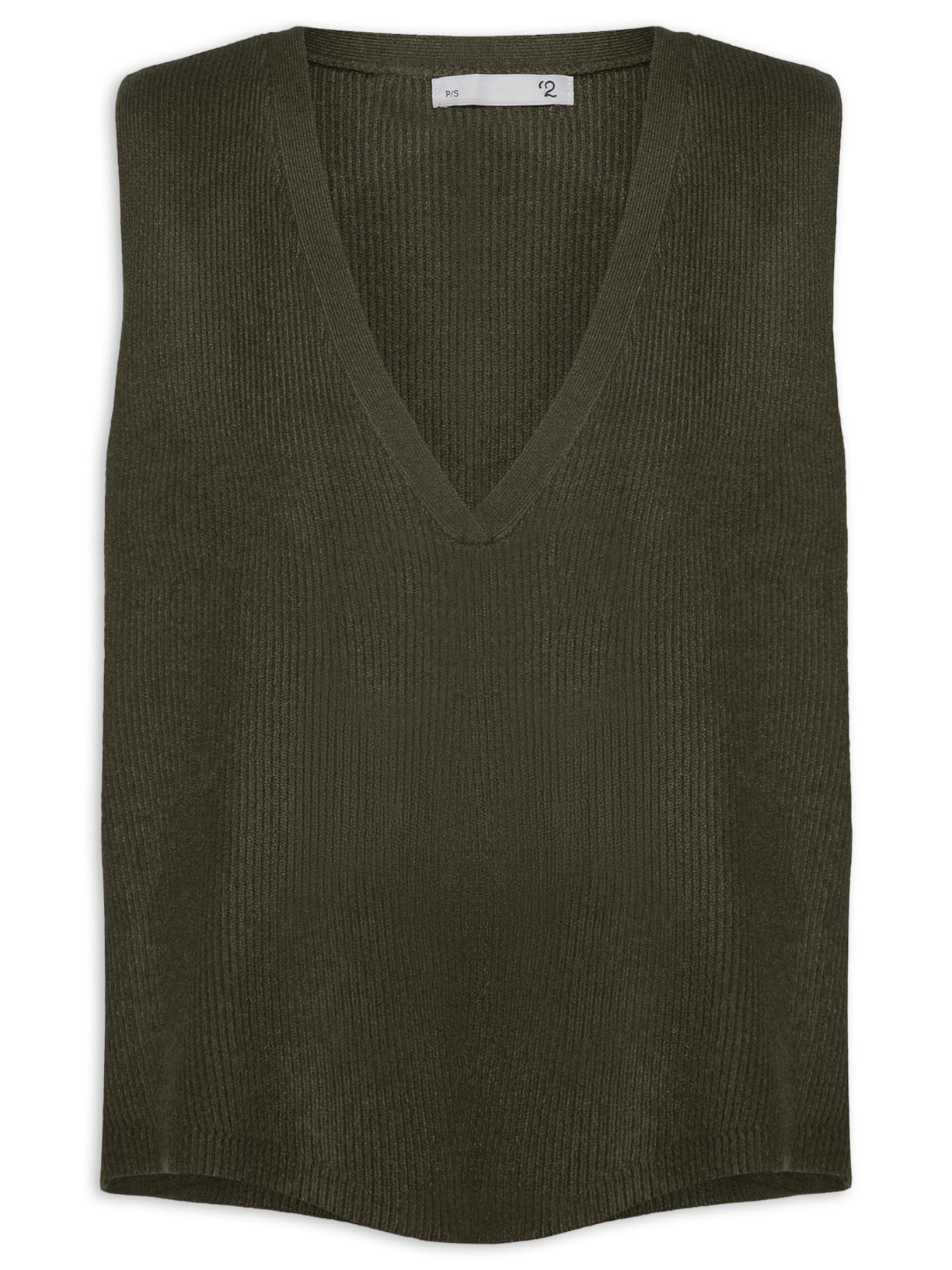 Colete Feminino Decote V Em Tricot Verde '2Essential