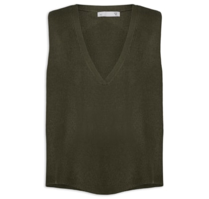 Colete Feminino Decote V Em Tricot - Verde