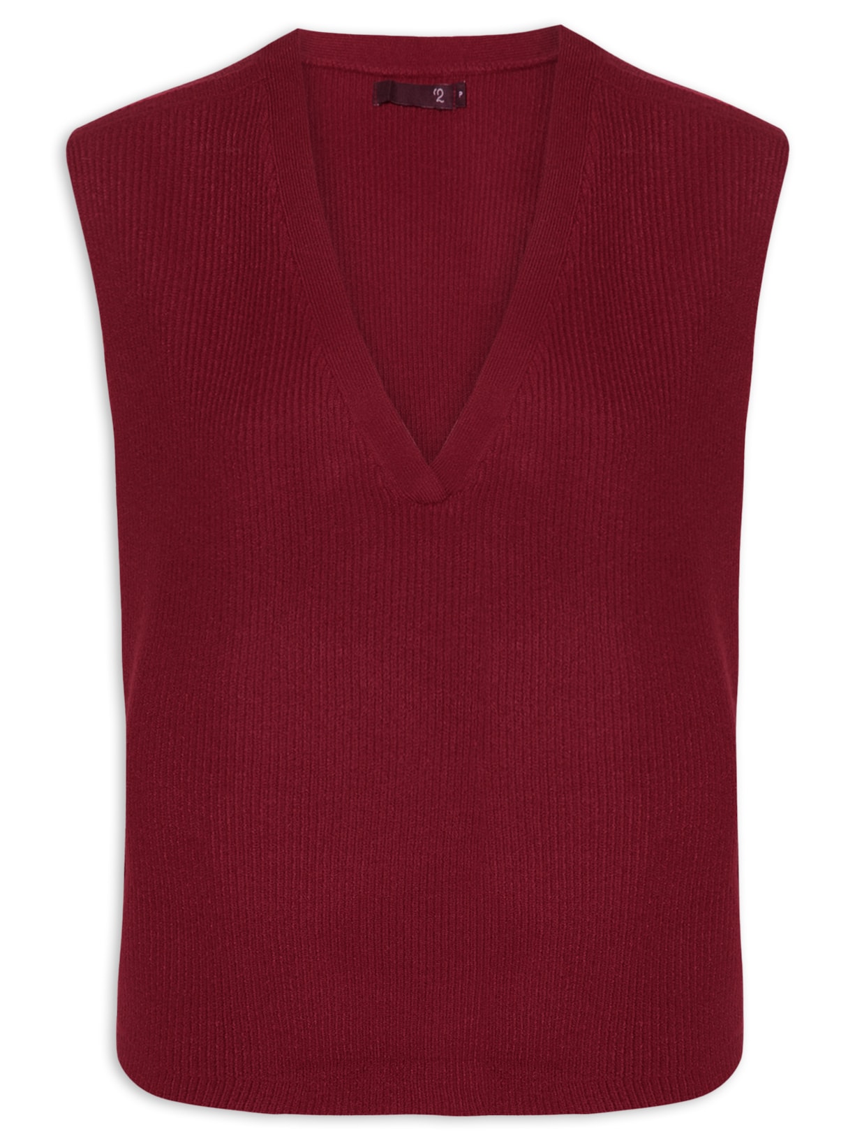 Colete Feminino Decote V Em Tricot - Vinho