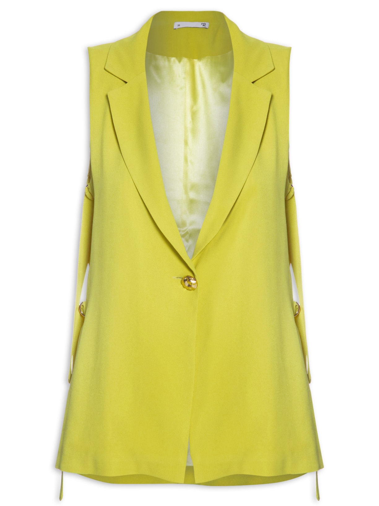 Colete Feminino Em Crepe Abertura Lateral - Amarelo