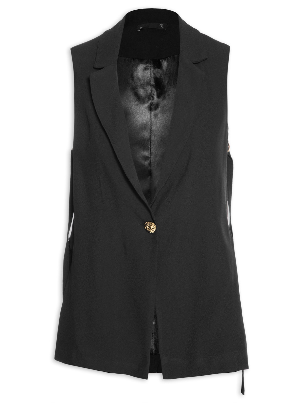 Colete Feminino Em Crepe Abertura Lateral - Preto