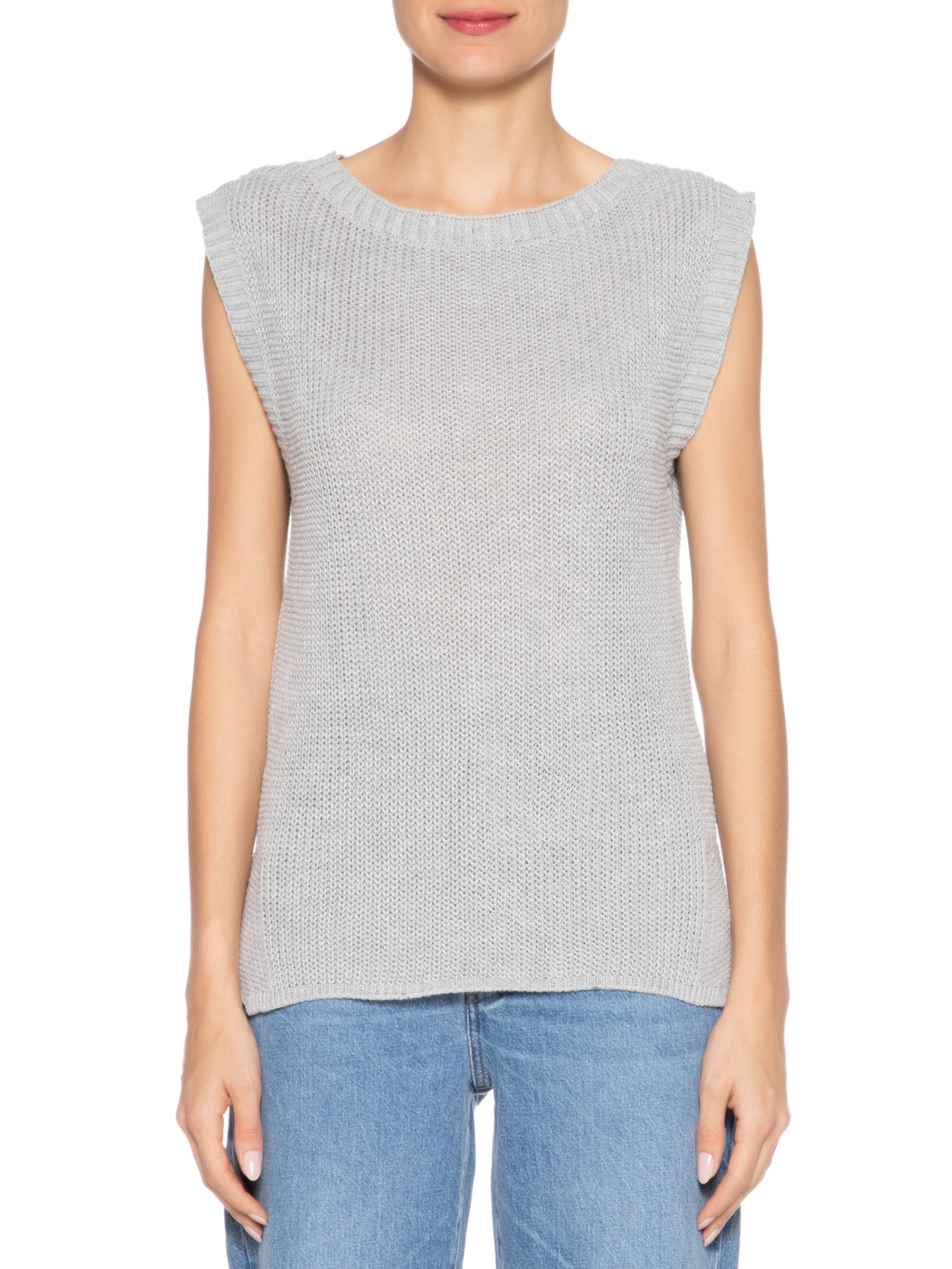 Colete Feminino Em Tricot Amplo Cinza '2Essential