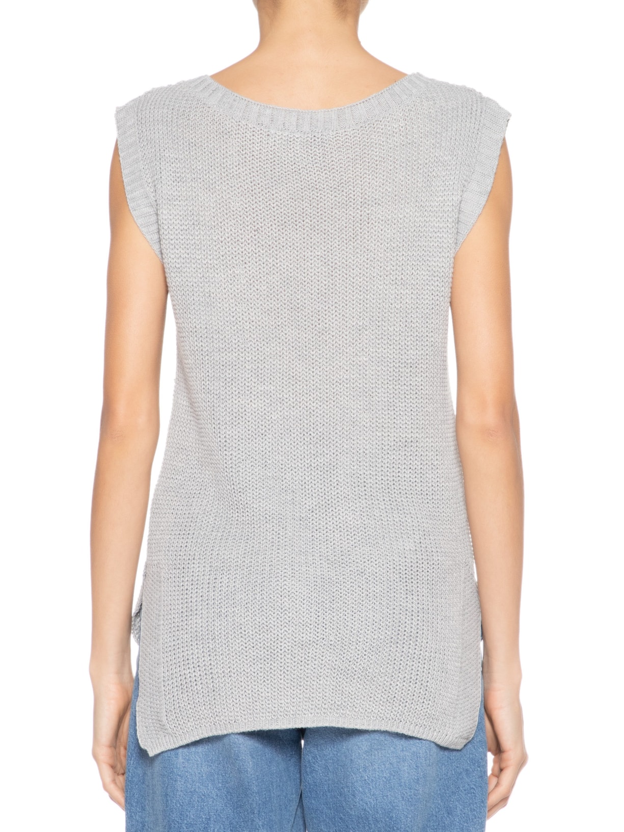 Colete Feminino Em Tricot Amplo Cinza '2Essential