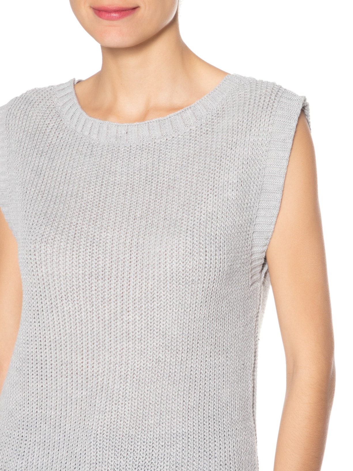Colete Feminino Em Tricot Amplo Cinza '2Essential