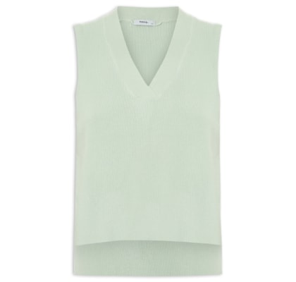 Colete Feminino em Tricot Gola V - Verde