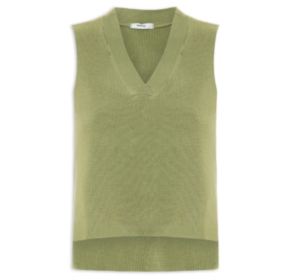 Colete Feminino em Tricot Gola V – Verde