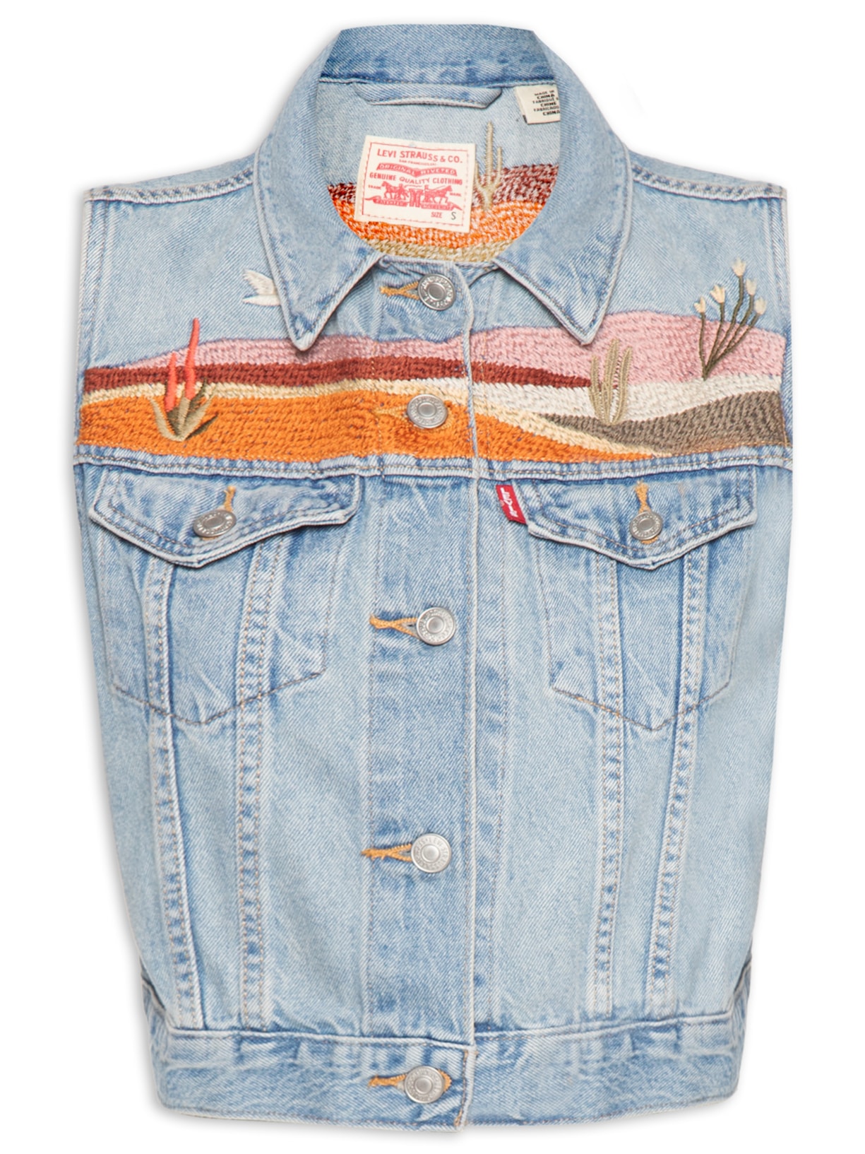 Colete Feminino Embroidered Xs Vest - Azul