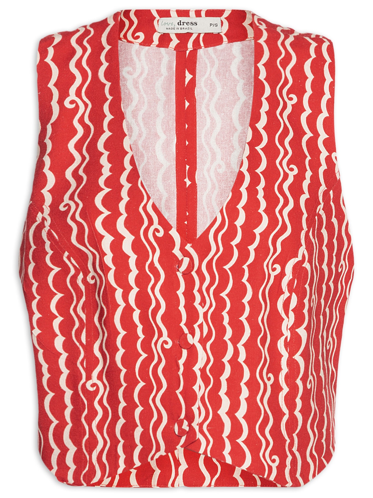 Colete Feminino Estampa Atlântica - Vermelho